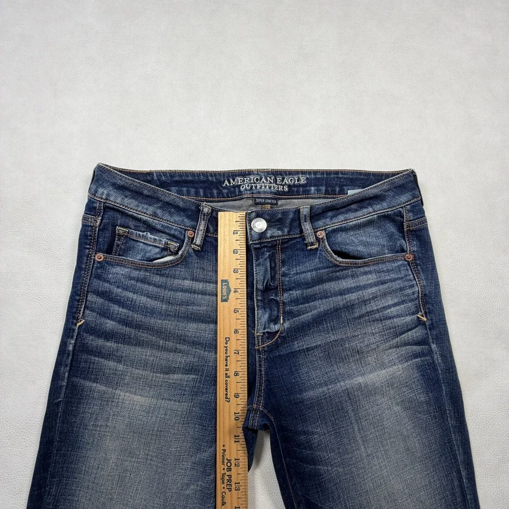 American Eagle Skinny Kick Jeans Womens 12 X-Long Dark Wash Super Stretch Denim - Picture 7 of 10